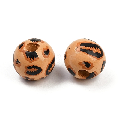 Painted Wood European Beads WOOD-F017-04F-1