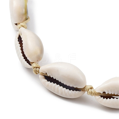 Natural Shell Braided Bead Anklet with Synthetic Turquoise Beads AJEW-AN00561-01-1