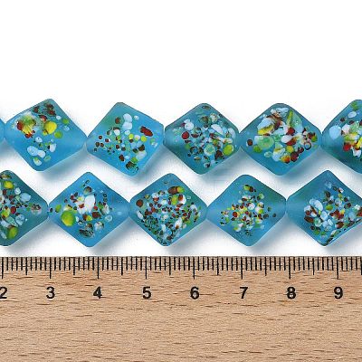 Frosted Handmade Lampwork Beads Strands LAMP-A010-01D-1