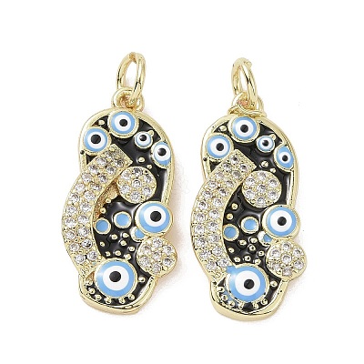 Golden Brass Micro Pave Cubic Zirconia Pendants KK-L209-073G-02-1