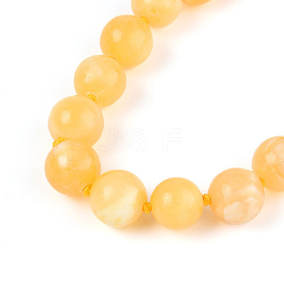 Round Natural Yellow Jade Beaded Necklaces NJEW-F327-02B-04-01-1