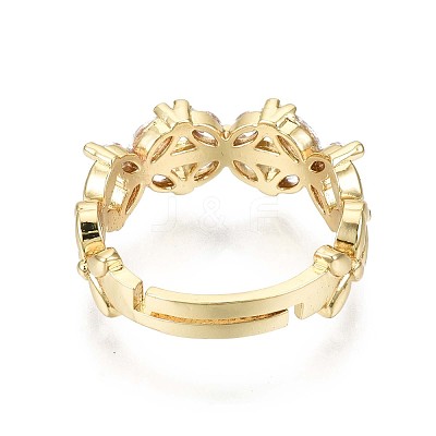 Adjustable Brass Micro Pave Clear Cubic Zirconia Finger Rings RJEW-S044-141-NF-1