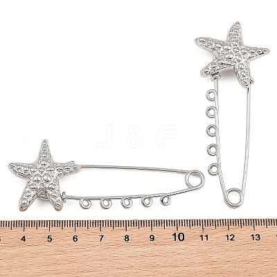 Starfish 304 Stainless Steel Safety Pins Brooch Findings SA-CBA098D-16D-P05-1