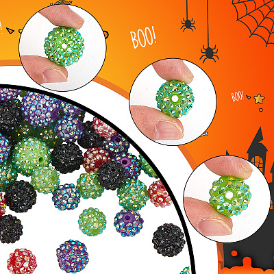88Pcs 11 Style Resin Rhinestone Beads RESI-AR0001-40-1