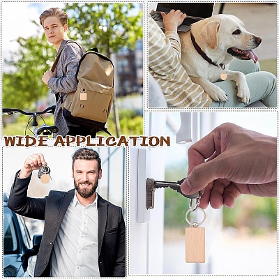 20Pcs 4 Styles Natural Wood Keychains HJEW-YW0001-10-1
