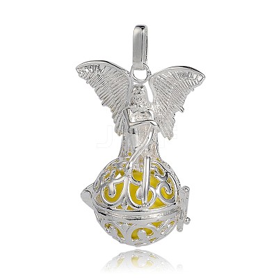 Silver Color Plated Brass Hollow Round Cage Pendants KK-J250-16S-1