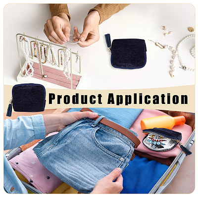 Cloth Jewelry Storage Zipper Bags with Tassel for Earrings Rings Bracelets Necklaces AJEW-WH0596-664B-1