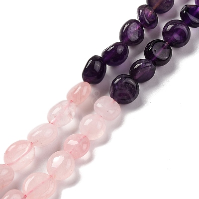 Natural Rose Quartz & Amethyst Beads Strands G-L610-B16-01-1