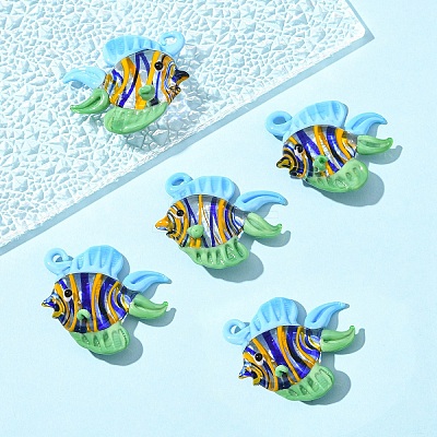 5Pcs Handmade Lampwork Pendants LAMP-YW0001-68A-1