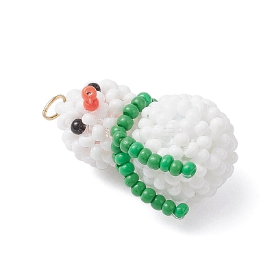 Glass Seed Beaded Snowman Pendants PALLOY-MZ01007-01-1
