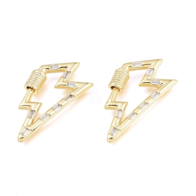 Brass Micro Pave Clear Cubic Zirconia Screw Carabiner Lock Charms ZIRC-L076-061G-1