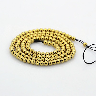 Round Non-magnetic Synthetic Hematite Beads Strands G-P061-53-3mm-1