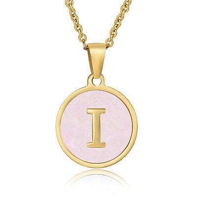 Natural Shell Initial Letter Pendant Necklace LE4192-8-1