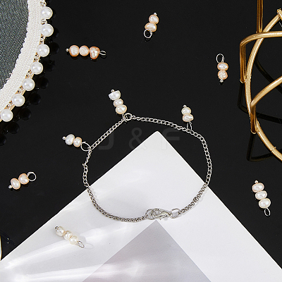 12Pcs 4 Styles Natural Pearl Two Sides Polished Charms PALLOY-FH00088-1