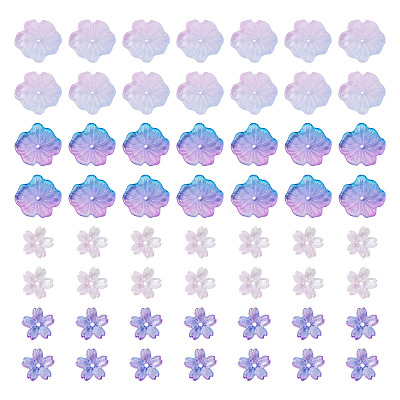 100Pcs 4 Styles Baking Paint Transparent Glass Bead Caps DGLA-TA0001-50-1