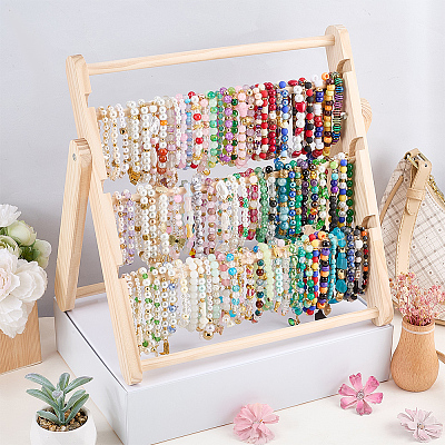 4-Tier Wooden Bracelet Organizer Display Riser Stands ODIS-WH0043-263B-1