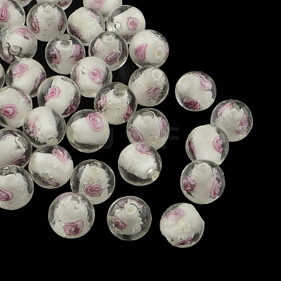 Handmade Luminous Inner Flower Lampwork Beads X-LAMP-R129-8mm-01-1