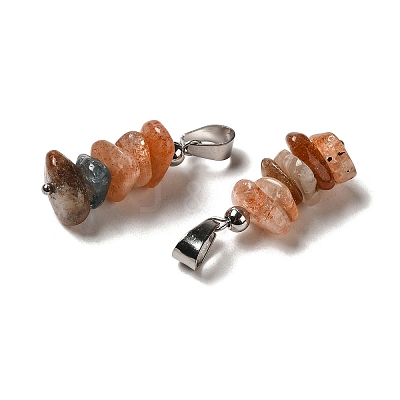 Natural Sunstone Chip Pendants G-H307-07P-10-1