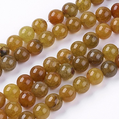 Natural Crackle Agate Stone Bead Strands G-R193-16-8mm-1