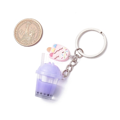 Imitation Bubble Tea Resin Pendant Keychain KEYC-JKC01234-1