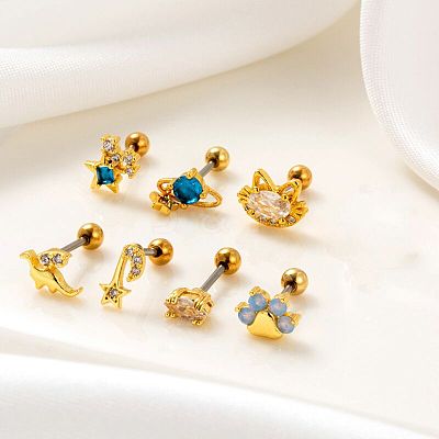 316L Stainless Steel Cubic Zirconia Cartilage Earrings for Women WGF6ABA-22-1