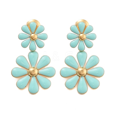 304 Stainless Steel Enamel Stud Earrings EJEW-S226-01G-03-1