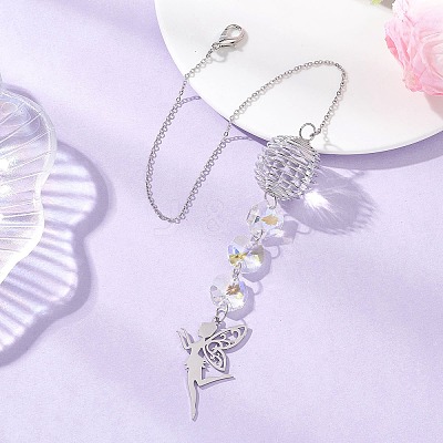 Glass Round & Octagonal Beads Hanging Suncatchers HJEW-JM04617-02-1