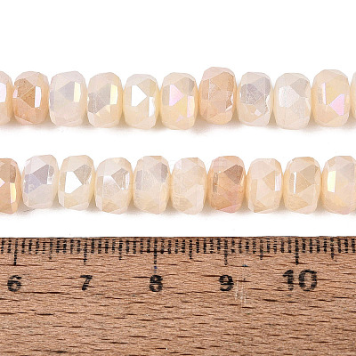 Electroplate Crackle Imitation Jade Glass Beads Strands EGLA-Q135-01A-C08-1