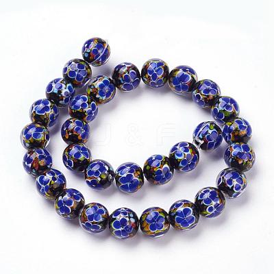 Handmade Inner Flower Lampwork Beads Strands LAMP-L072-B04-1