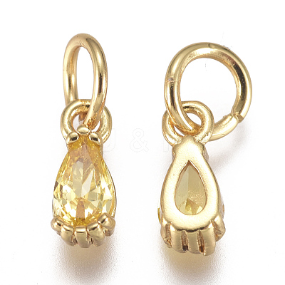 Brass Micro Pave Cubic Zirconia Charms ZIRC-F111-04G-1