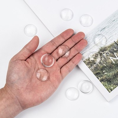 Transparent Glass Cabochons GGLA-R026-25mm-1