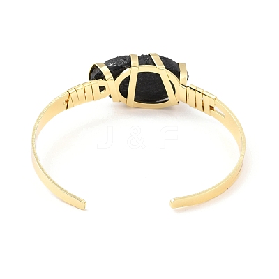 Natural Obsidian Horse Eye Beaded Cuff Bangle G-D458-01G-08-RS-1