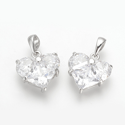 Brass Cubic Zirconia Charms X-KK-R015-109P-1