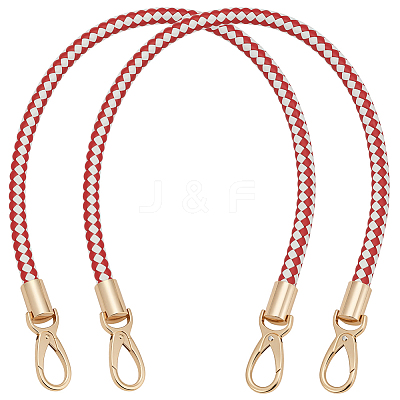Two Tone Braided Round PU Leather Bag Straps DIY-WH0816-091A-KCG-1
