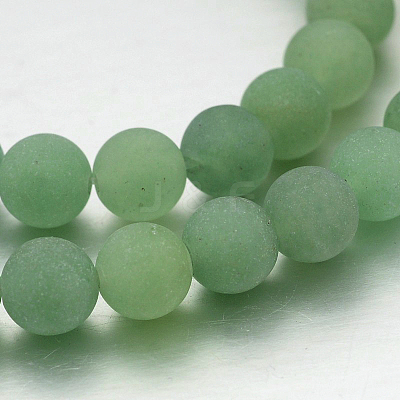 Frosted Round Natural Green Aventurine Bead Strands G-J338-05-8mm-1