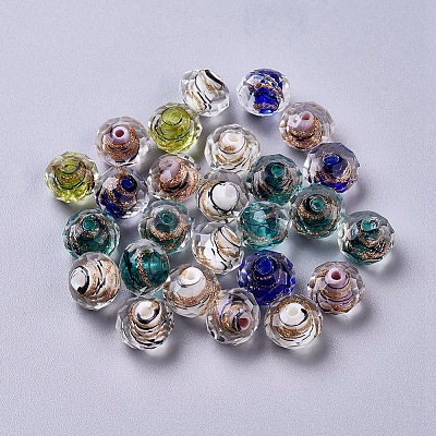 Handmade Gold Sand Lampwork Rondelle Beads X-LAMP-I010-C-M-1