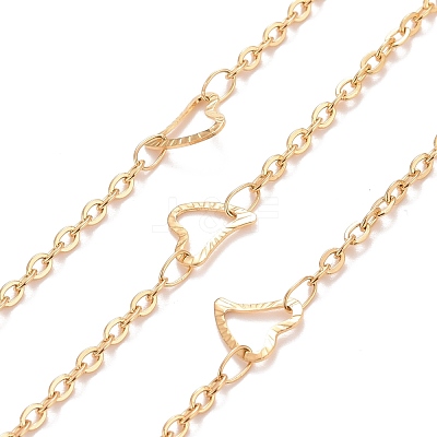 PVD Vacuum Plating 304 Stainless Steel Heart Link Cable Chains CHS-E006-04G-1
