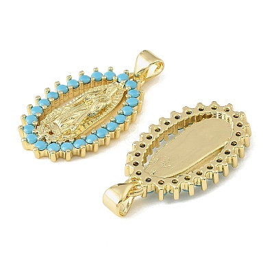 Brass Micro Pave Sky Blue Cubic Zirconia Pendants CU-CBA6938-11G-02-1