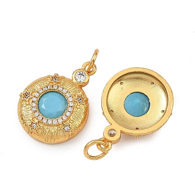 Brass Micro Pave Cubic Zirconia Pendants KK-F941-38A-G-1