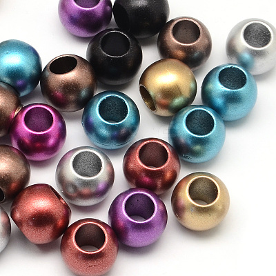 Matte Rondelle Spray Painted Acrylic Beads ACRP-Q017-03A-M-1