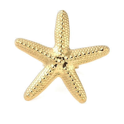 Starfish 304 Stainless Steel Adjustable Rings for Women RJEW-P125-02G-1