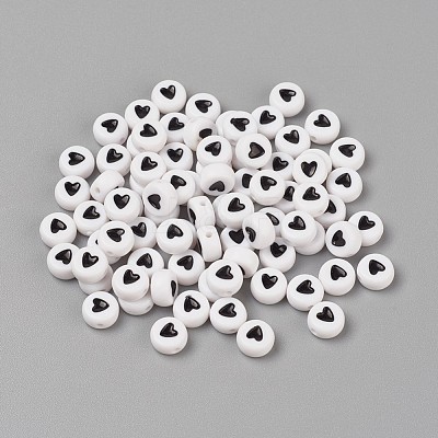 Acrylic Enamel Beads OACR-WH0003-04A-1