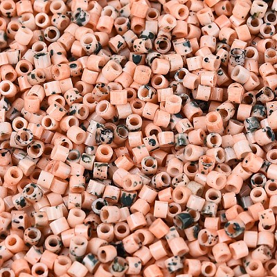 Spray Painted Picasso Cylinder Glass Seed Beads GLAA-T028-12A-04-1