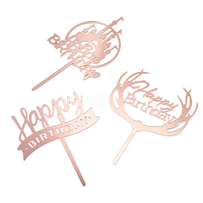 3Pcs 3 Styles Acrylic Cake Toppers FIND-TA0010-38A-1