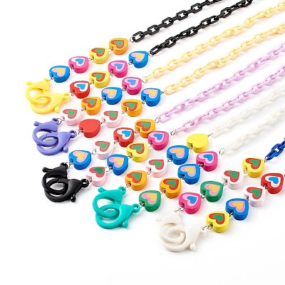 Heart Natural Dyed Wood Beaded Necklaces NJEW-JN03528-1