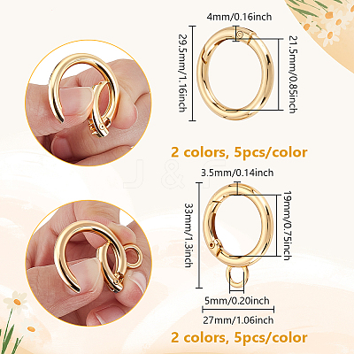 20Pcs 4 Styles Zinc Alloy Spring Gate Rings FIND-GA0007-10-1