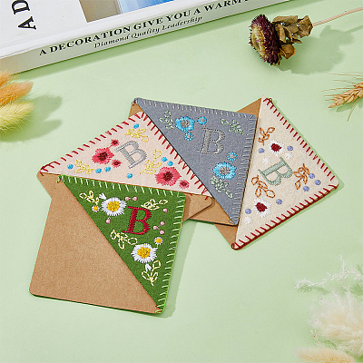 4Pcs 4 Style Felt Embroidery Bookmarks FIND-HY0003-46B-1