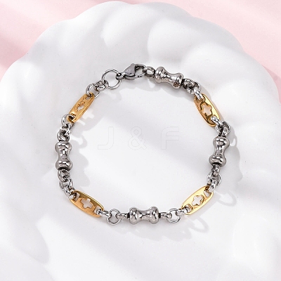 201 Stainless Steel Byzantine Chain Bracelets BJEW-B078-170GP-1