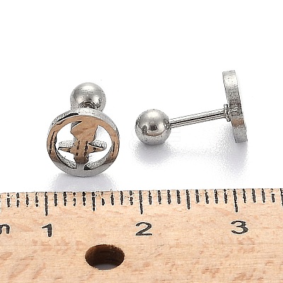 Tarnish Resistant 201 Stainless Steel Barbell Cartilage Earrings EJEW-R147-33-1
