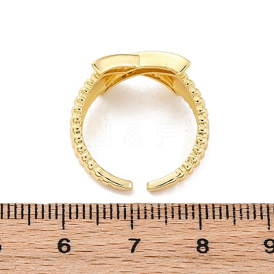 Brass Micro Pave Clear Cubic Zirconia Cuff Rings for Women RJEW-U043-08G-1